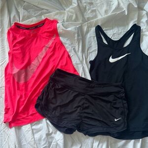 Nike Hot Pink and Black Athletic Tank Tops and Shorts Bundle